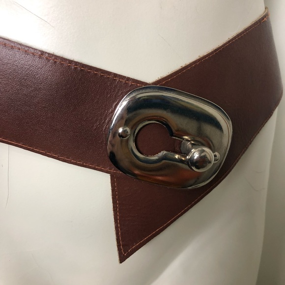 Vintage 80s Leather Hip Belt - Picture 4 of 8